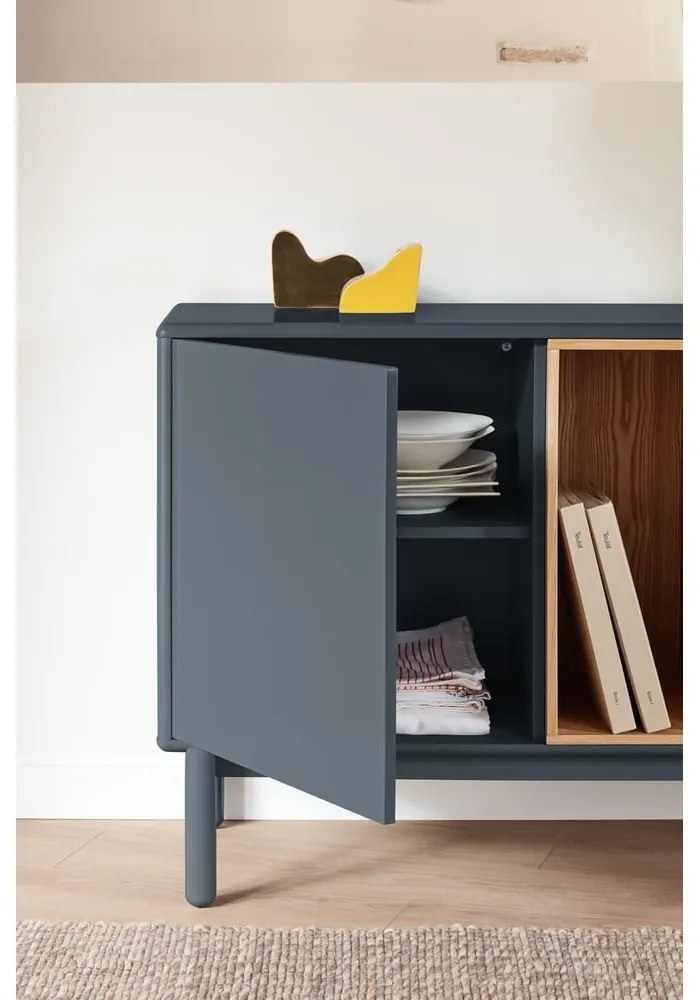 Sötétszürke alacsony komód 137x76 cm Corvo - Teulat