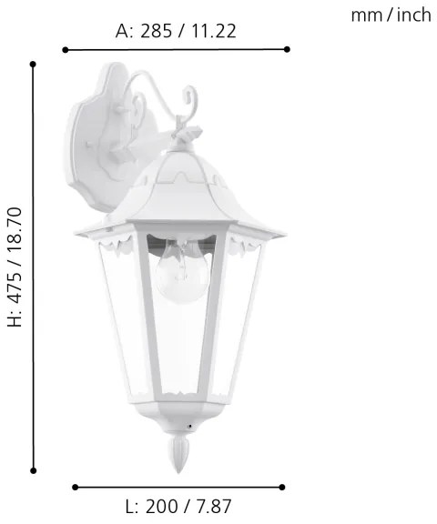Eglo 93445 - Kültéri fali lámpa NAVEDO 1xE27/60W/230V