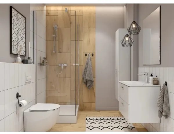 Cersanit S801-538 - Falra szerelhető NIKO fürdőszobaszekrény mosdóval 80x45 cm fehér