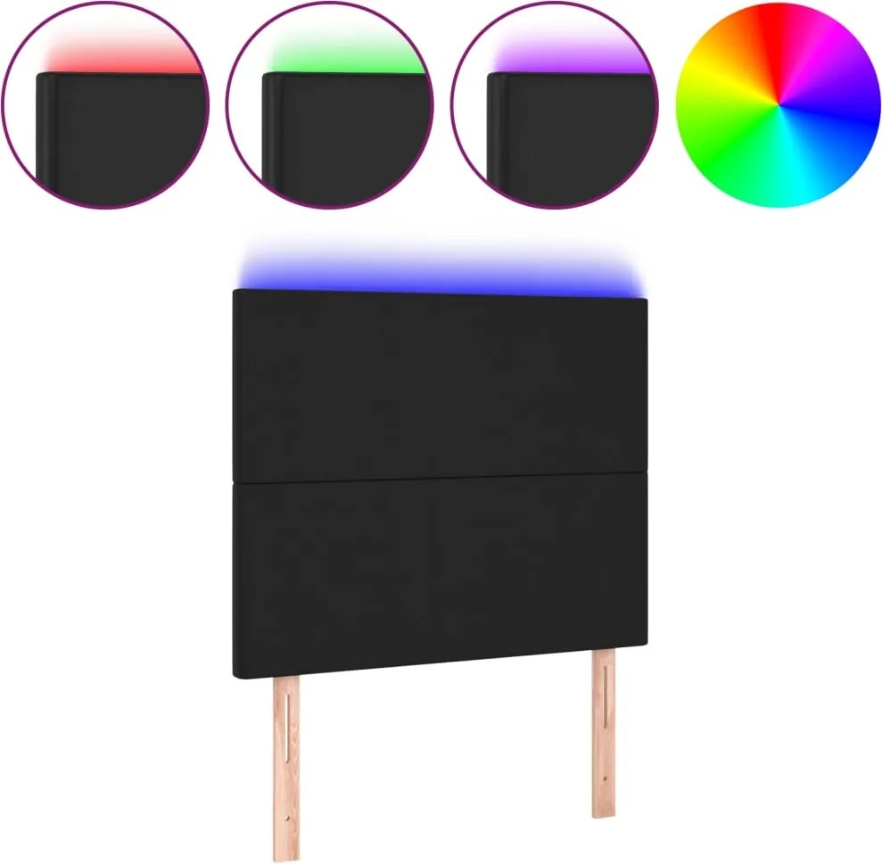vidaXL fekete műbőr LED-es fejtámla 90x5x118/128 cm