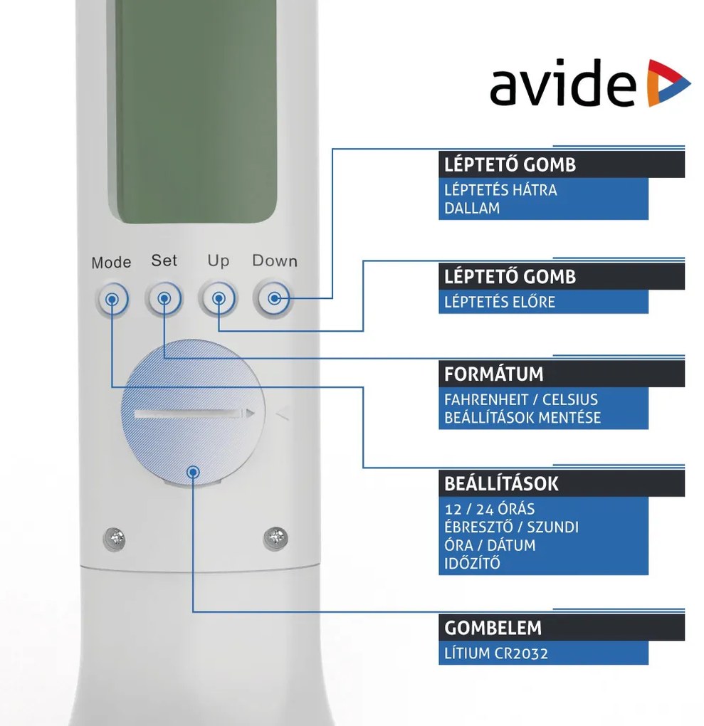 Avide LED Asztali Lámpa RGB Naptár Fehér 4W