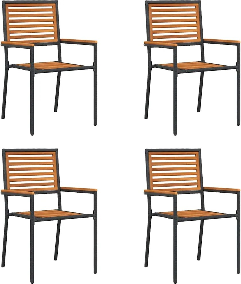 vidaXL Kerti összecsukható székek 4 pcs Barna és fekete