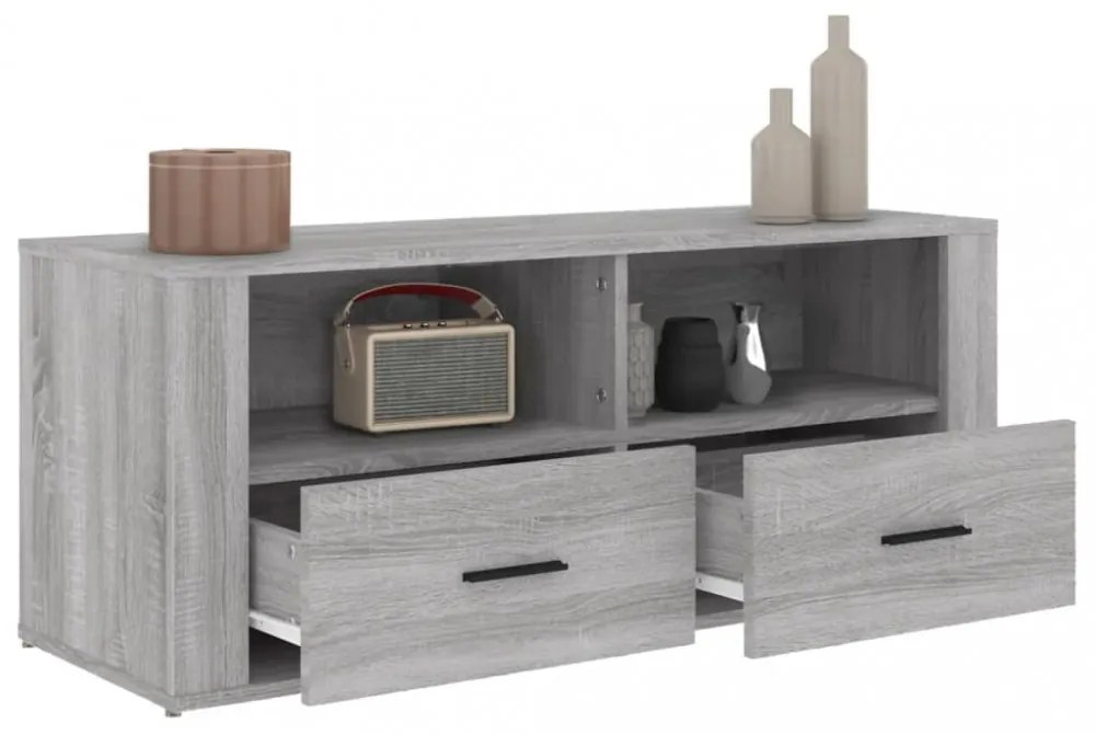 szürke sonoma színű szerelt fa TV-szekrény 100 x 35 x 40 cm