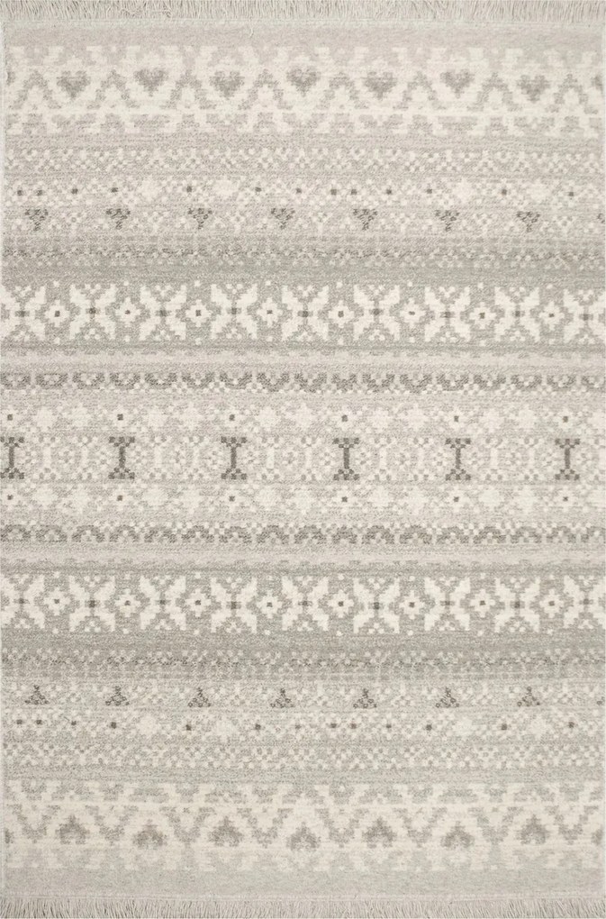 Tempo Natural-f Poncho Agnella Cikk-cakk Szürke Gyapjú Szőnyeg 200x300 cm