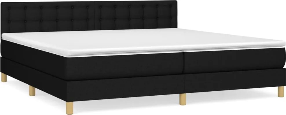 vidaXL fekete szövet rugós ágy matraccal 200 x 200 cm