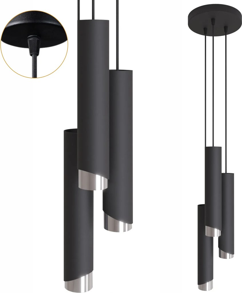 Pont Mennyezeti Lámpa Függő Modern Loft fekete ezüst Csillárok