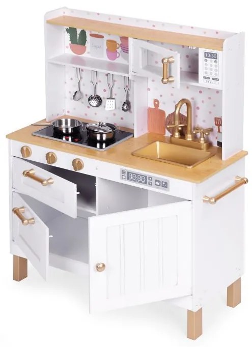 Gyermek fakonyha kiegészítőkkel, hangokkal és LED világítással