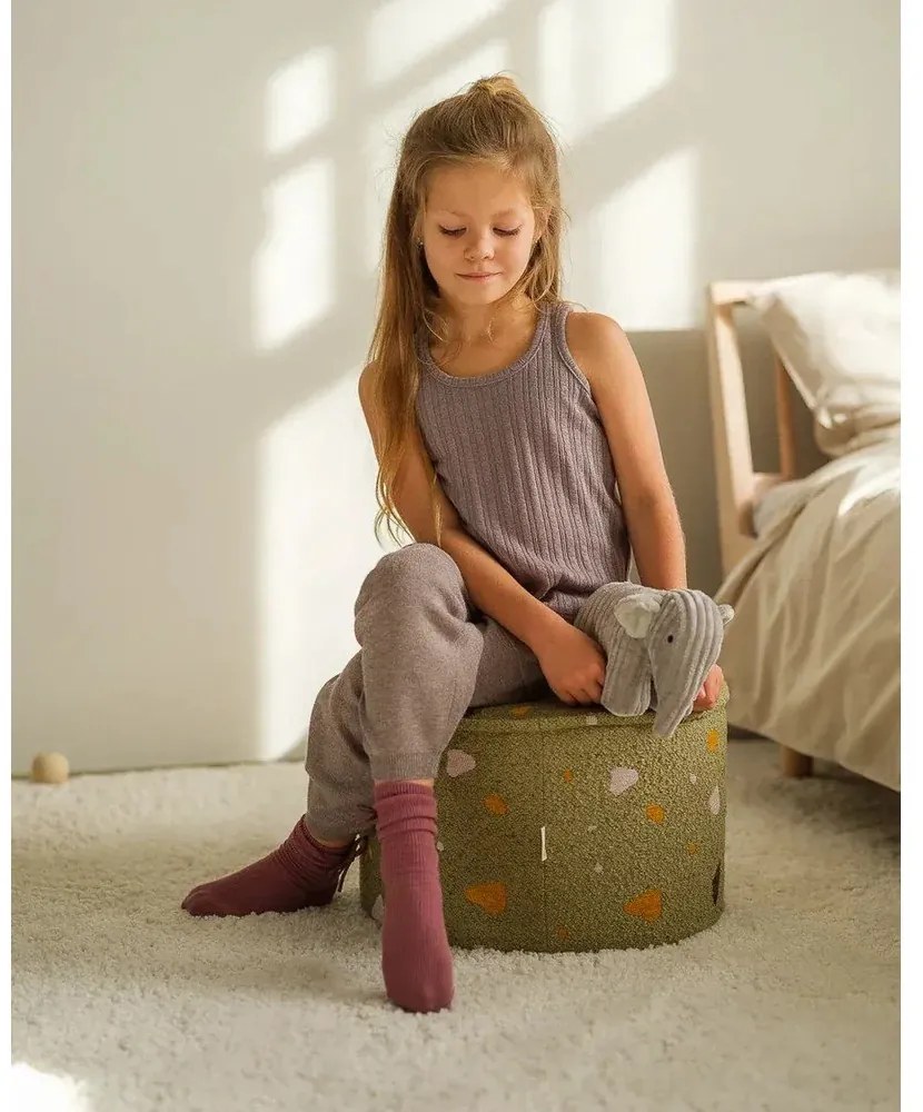 Zöld buklé-zsenília gyerek puff Terrazzo – Wigiwama