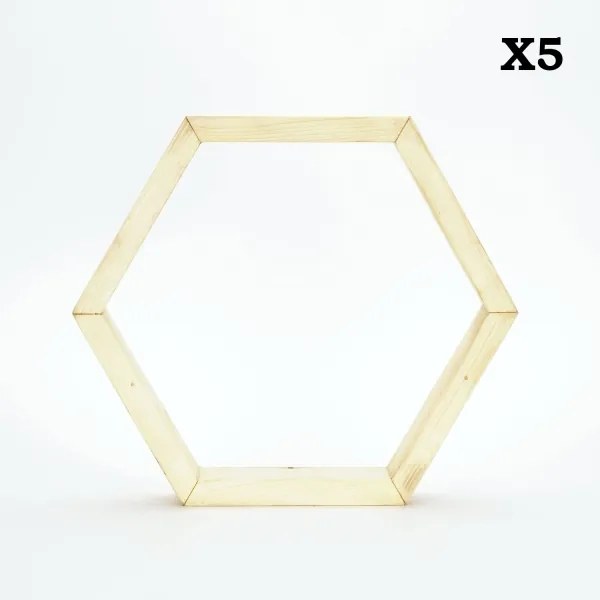 KÉSZLET 5x Fali polc RAF 36x31 cm fenyő