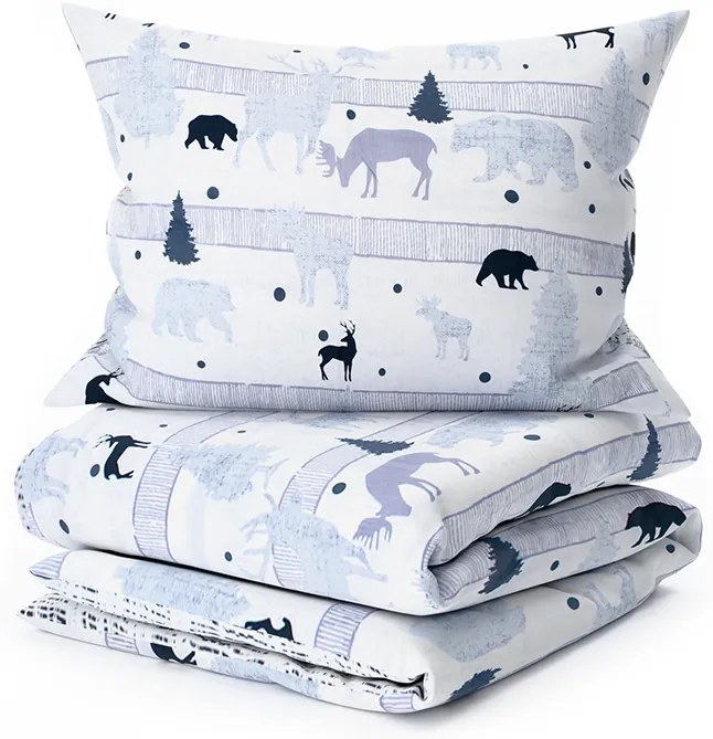 Renforcé pamut ágynemű SOBI és FENYŐK fehér Ágyneműhuzat mérete: 70 x 90 cm | 140 x 220 cm