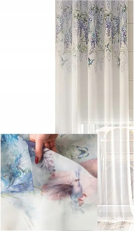 Függöny Fátyol Nappali Díszes Hegy Virágok Függöny Szalaggal Sárkány Sz. 250x200