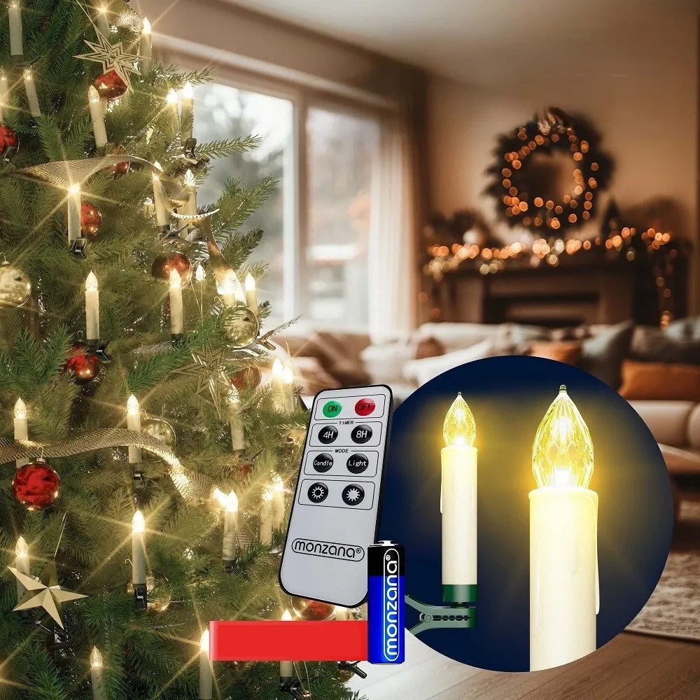 Monzana CANDLE gyertyák karácsonyfára, 20db, 10,5cm, meleg fehér