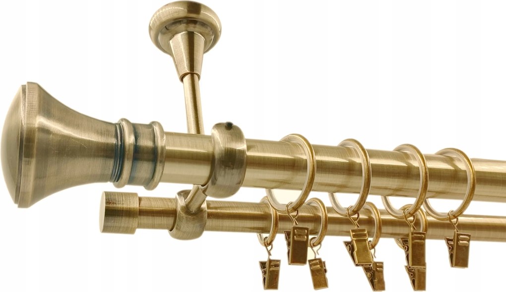 Dupla Mennyezeti Függönykarnis Fém arany antik mix végek 25+19 mm 140 cm