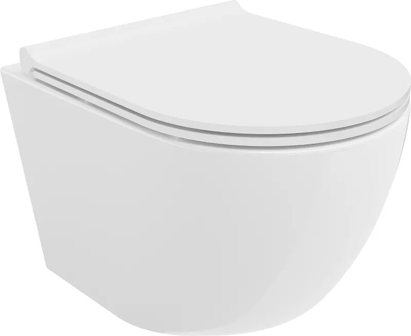 Mexen Lena Rimless WC csésze lassan lecsukódó slim üléssel, duroplaszt, fényes fehér - 30220500