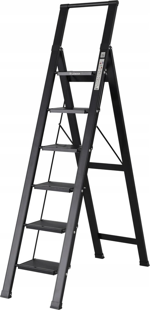 Háztartási létra 6 lépcsős alumínium összecsukható Slim Space Lemar 031106