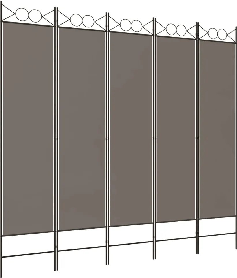 vidaXL 5 paneles antracitszürke szövet térelválasztó 200x200 cm