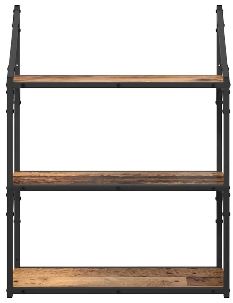 vidaXL Falpolc polcokkal tárolóval Öreg fa 60 x 21 x 78,5 cm Faanyag