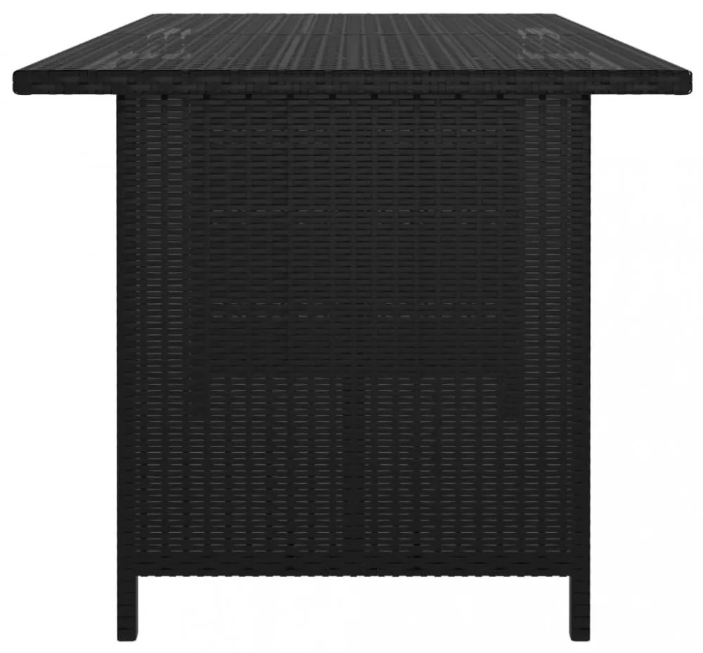 fekete polyrattan kerti étkezőasztal 110 x 70 x 65 cm