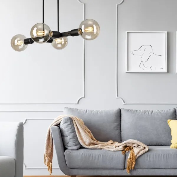 Csillár rúdon ASTRID 4xE27/60W/230V fekete