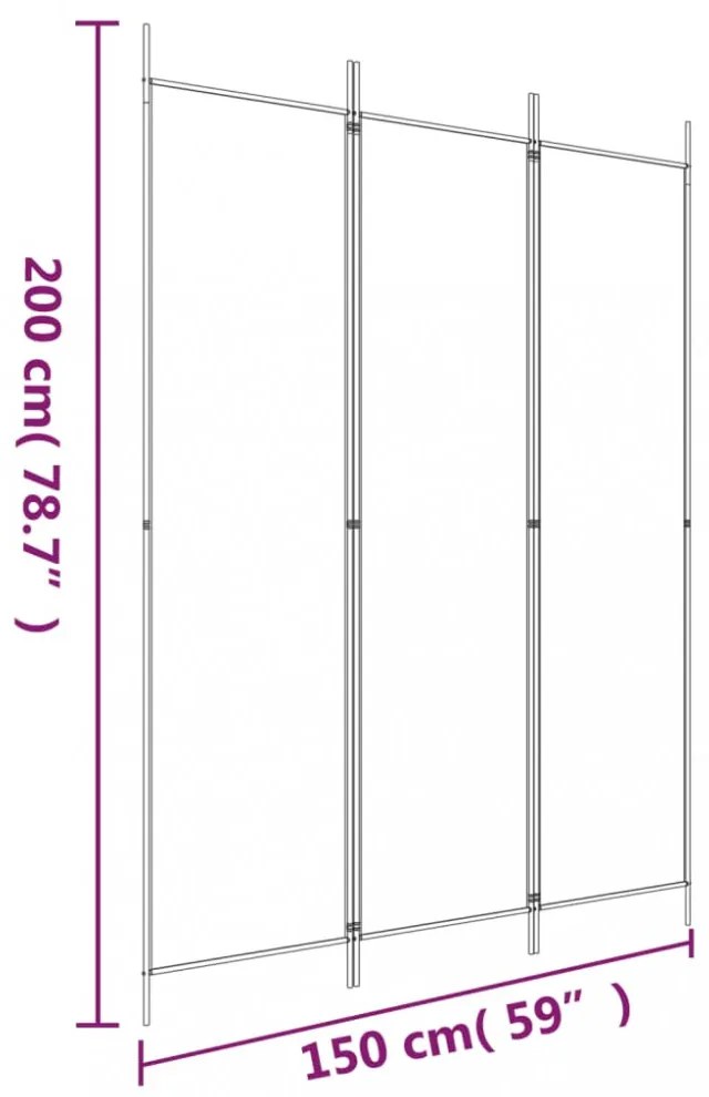 3 paneles antracitszürke szövet térelválasztó 150 x 200 cm