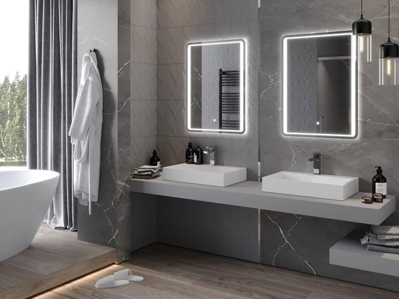 Mexen Zusa 60 x 80 cm-es, LED 6000K, páramentesített fürdőszobai tükör - 9808-060-080-611-00