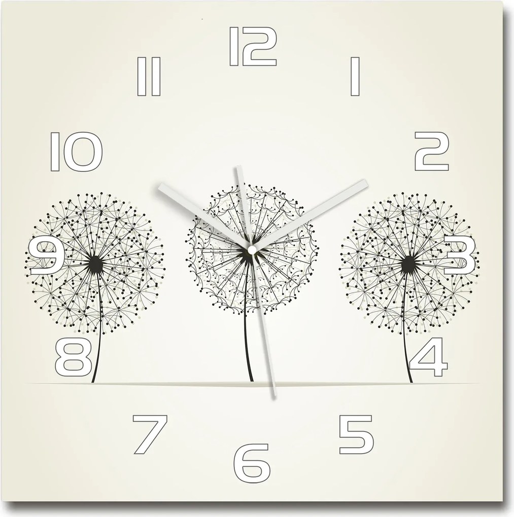 Nagy négyzet alakú üveg pitypang falióra 60x60 cm