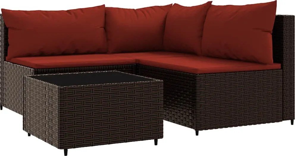 vidaXL 4 részes barna polyrattan kerti ülőgarnitúra párnákkal