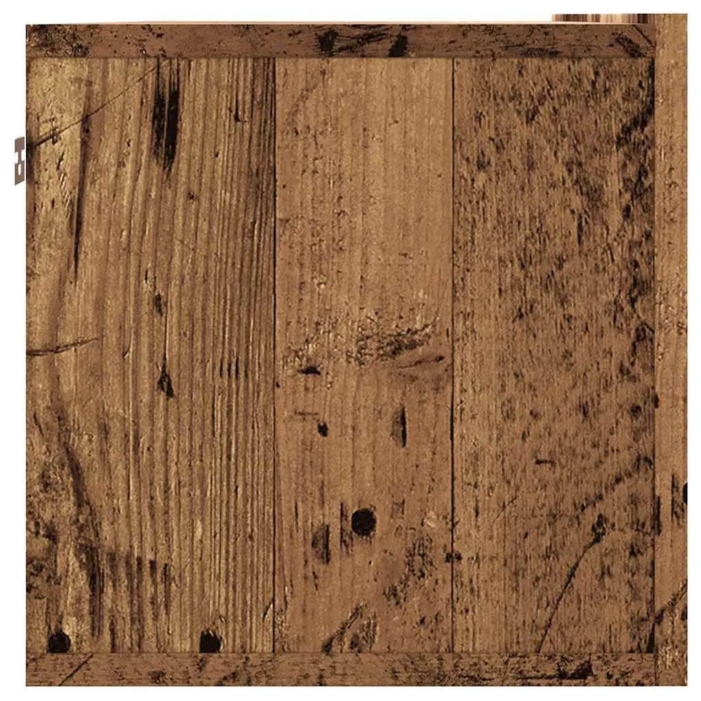 antik fa színű szerelt fa fali TV-szekrény 100 x 30 x 30 cm