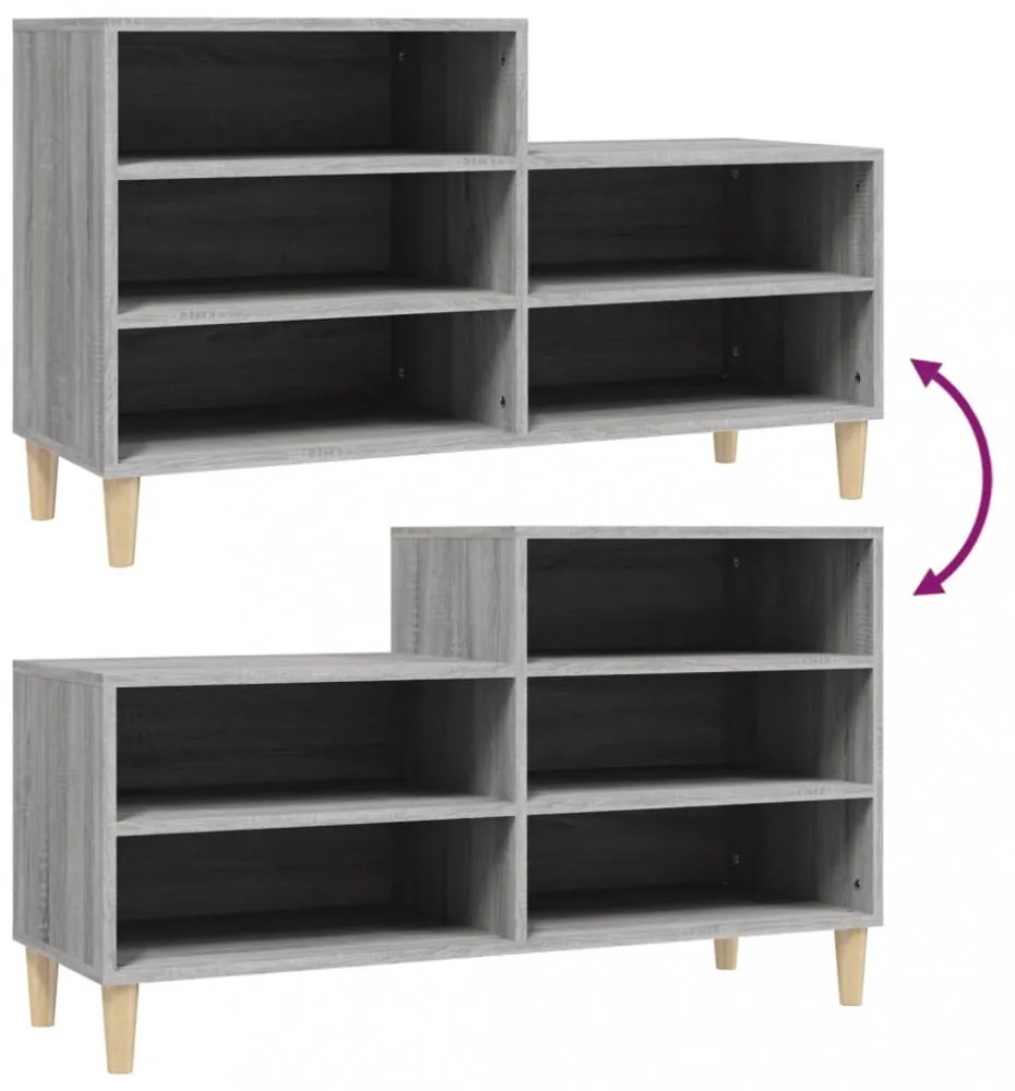 vidaXL szürke sonoma színű szerelt fa cipősszekrény 102x36x60 cm