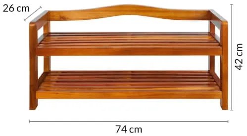 Casaria® Akácfa cipőtartó állvány - 2 szintes