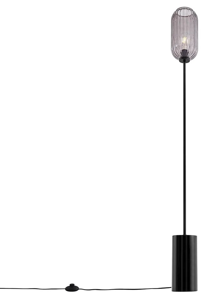 Art Deco állólámpa fekete füstüveggel - Rid
