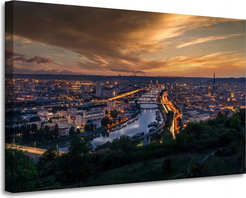Vászonkép Építészet Rouen Este 90X60