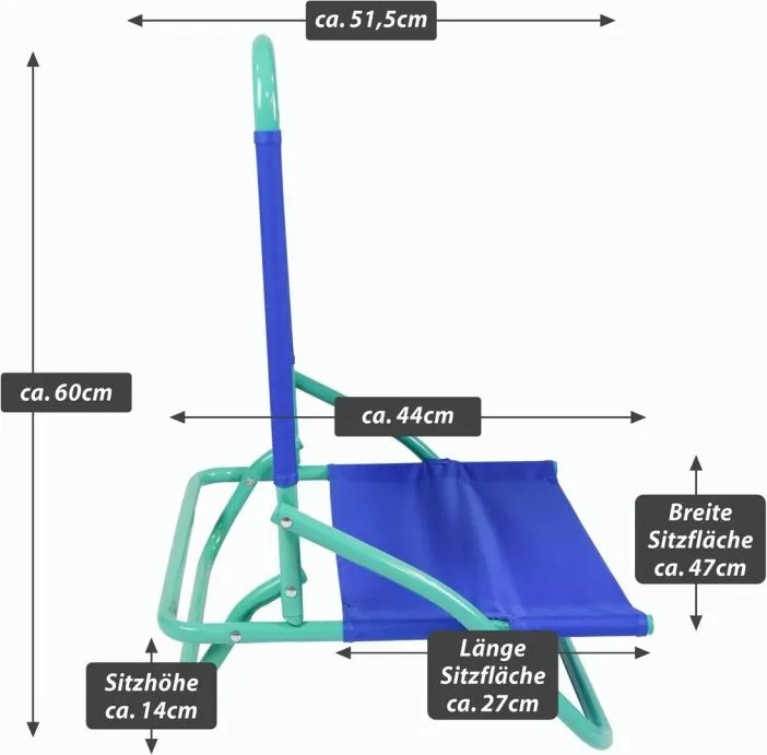 Strand összecsukható szék PVC kék-zöld