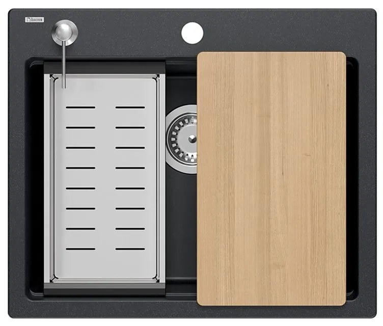 gránit mosogató KURT 110 WORKSTATION Black Dotted