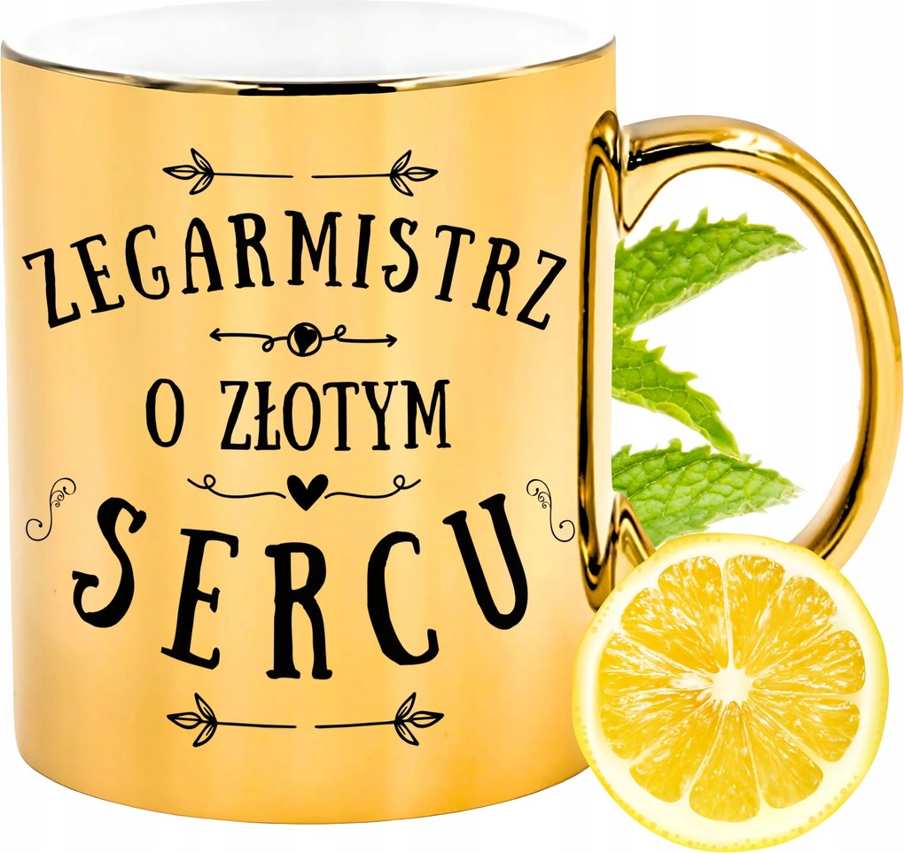 Arany csillogó bögre az órásmesternek ajándék fényképes nyomtatással