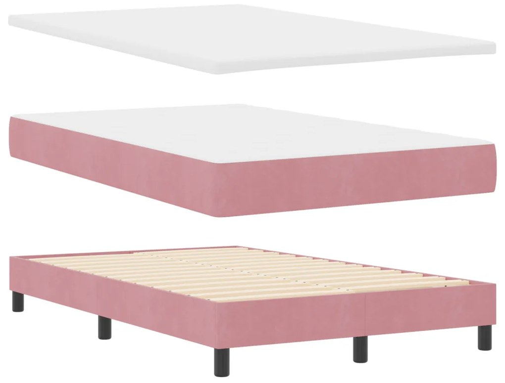 Boxspring Ágy Matrac Érted Rózsaszín Kicsi Dupla Bársony
