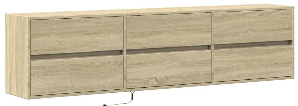 sonoma tölgy színű falra TV-szekrény LED-del 180 x 31 x 45 cm