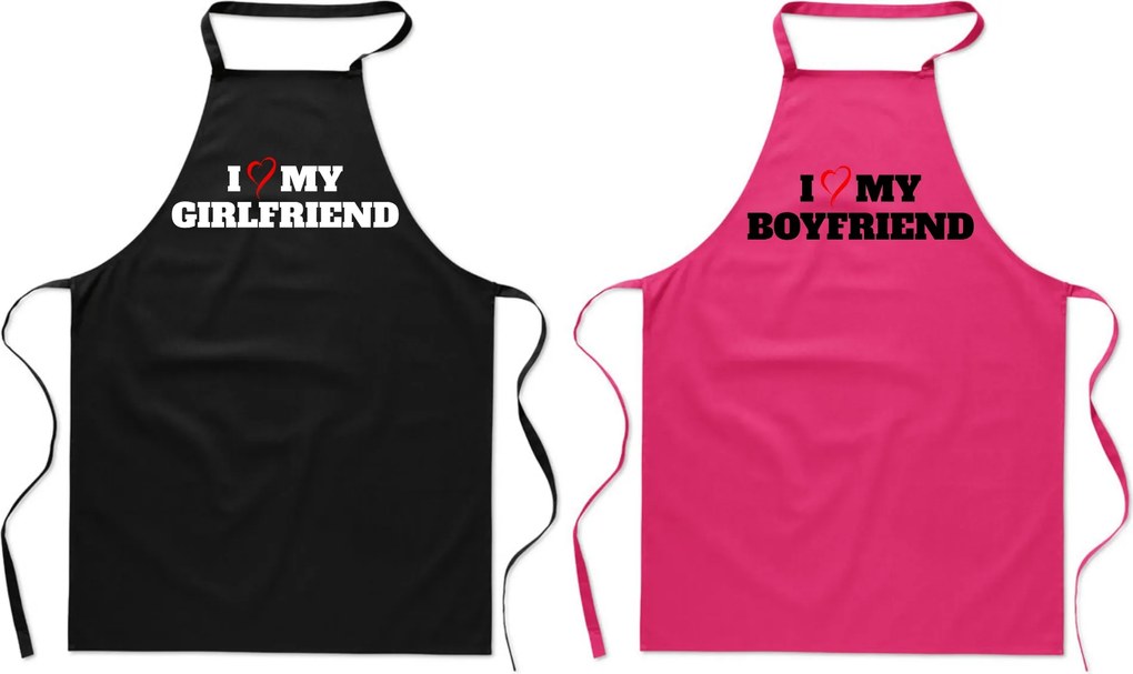 Konyhai kötények Pároknak Valentin nap I love My Girlfriend Boyfriend