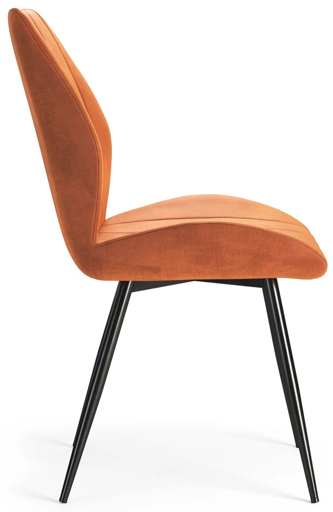 MAZZONI EXPORT ARNO Fahéj (Bluvel 4215 szövet) - MODERN KÁRPITOZOTT ÉTKEZŐSZÉK NAPPALIBA/ÉTKEZŐBE VELVET FOGANTYÚVAL NARANCSSÁRGA/BARNA