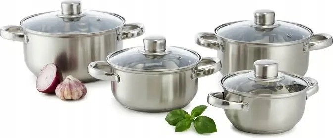 Acél edénykészlet fedővel 8 részes Belly