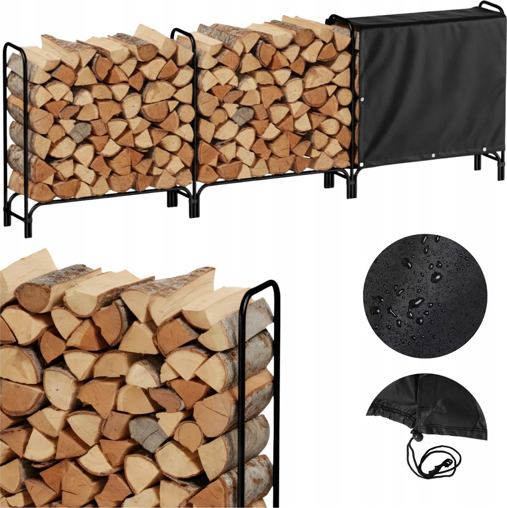 Fa Állvány Nagy 360cm Fa Vízálló Fatartóval