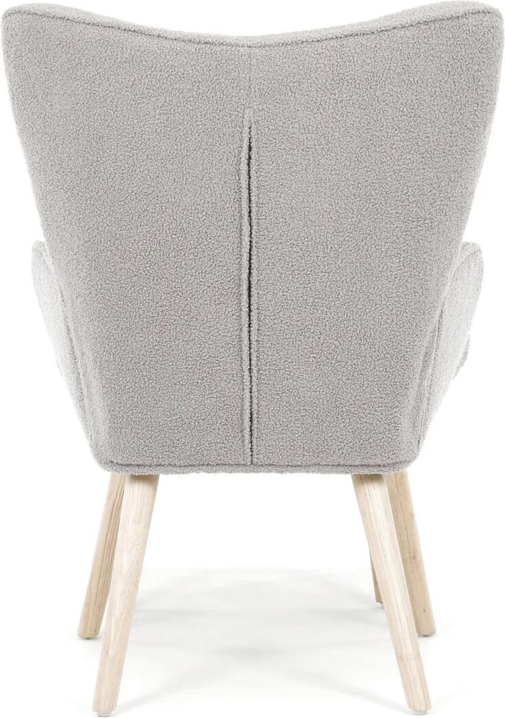 Szürke relaxfotel, boucle szövet kárpitozással, AK-319 GREY2