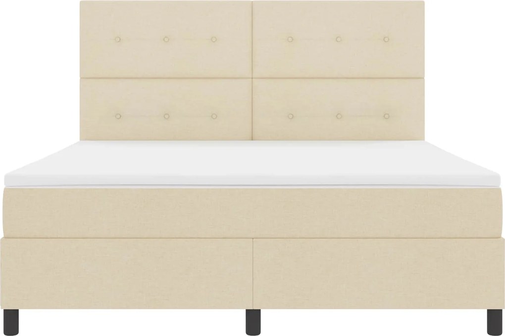 vidaXL Boxrugós ágy matracmal leddel Krém 180 x 200 cm szövet