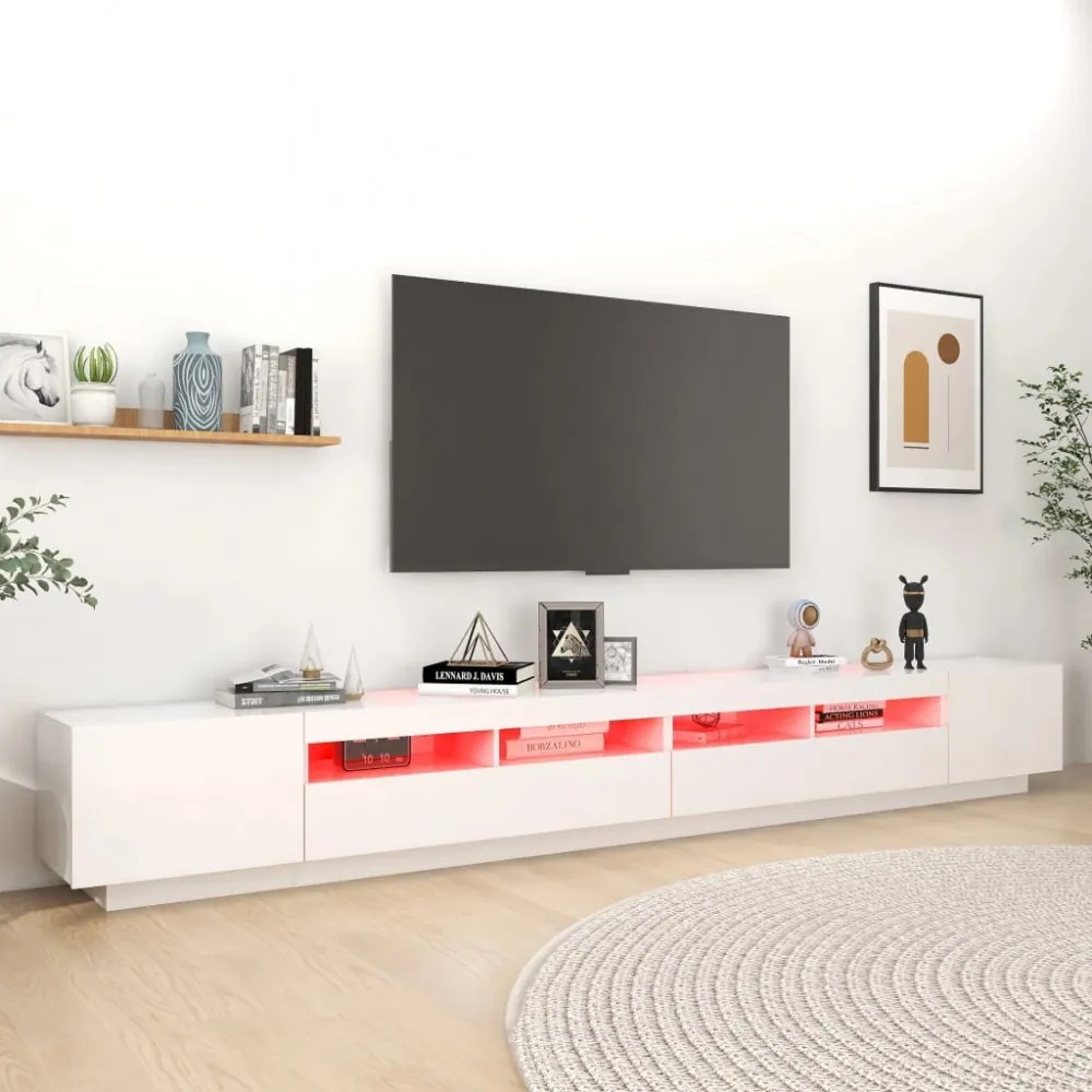 fehér TV-szekrény LED-lámpákkal 300 x 35 x 40 cm
