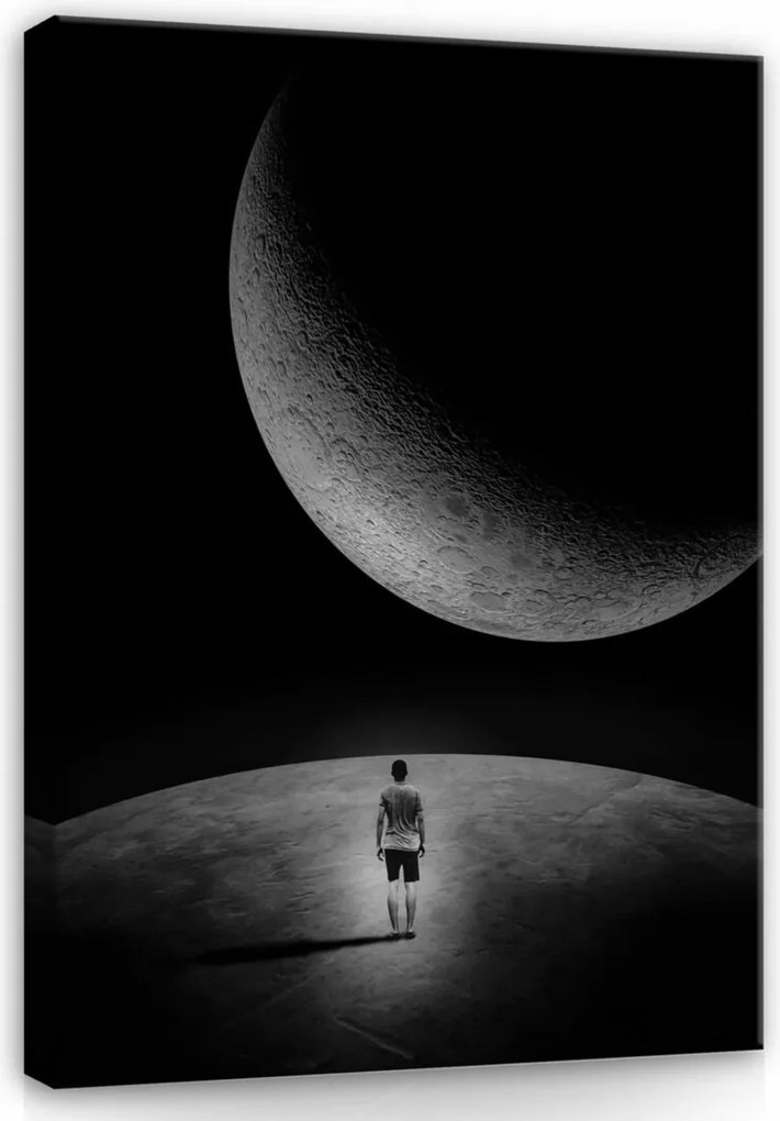 Vászonkép 75x100 Hold ember magány kozmosz éjszaka minimalizmus tér