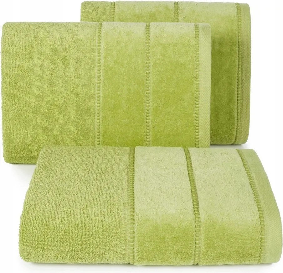 Törölköző 50x90 olívazöld velúr bordűrrel 500g/m2