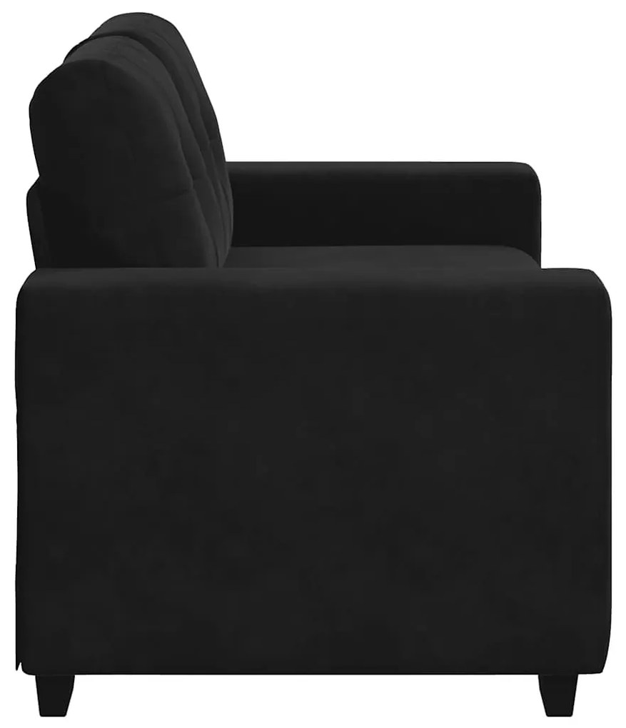 fekete bársony loveseat kanapé 120 cm