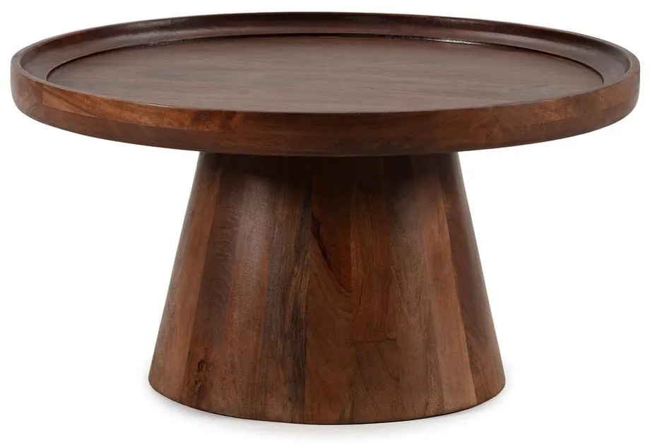 Sötétbarna mangófa kerek dohányzóasztal ø 80 cm Rose – MOME