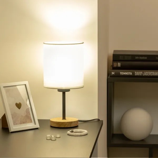 Brilagi - Asztali lámpa NUBILA WOOD 1xE27/25W/230V tölgy/fehér