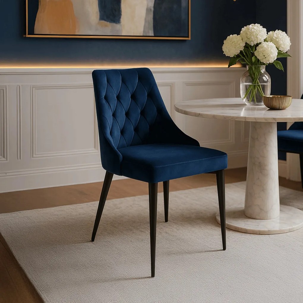 Szék sötétkék bársony kivitelben. CORK